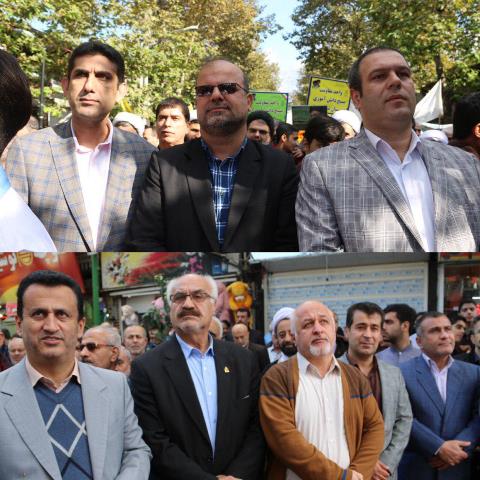 حضور شهردار، رئیس و اعضای شورای اسلامی شهر ،مدیران  و کارکنان شهرداری در راهپیمایی روز 13 آبان